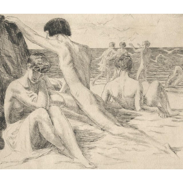 Raphaël Drouart, Before the Sea, Nude, 1920s, Etching For Sale - Image 4 of 12