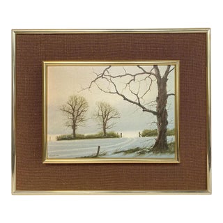 Michael John Hill Oil on Board Painting, Winter Morning Landscape For Sale