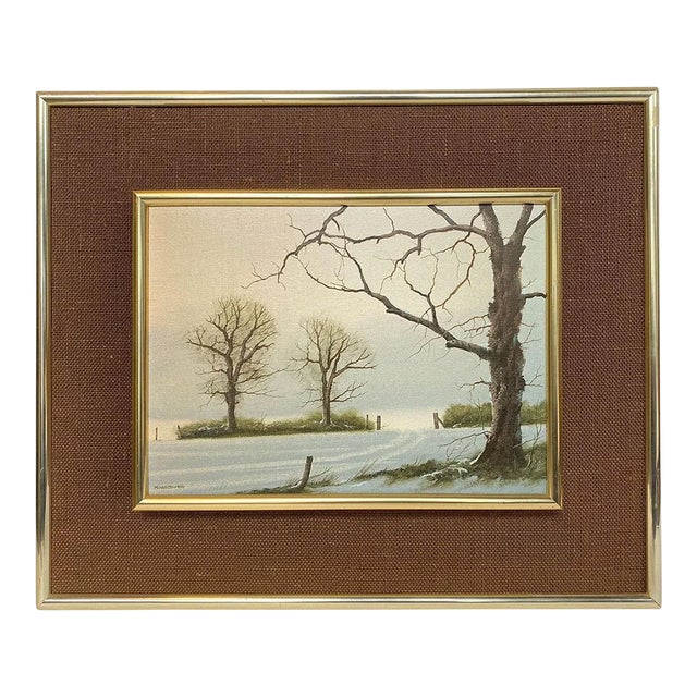 Michael John Hill Oil on Board Painting, Winter Morning Landscape For Sale