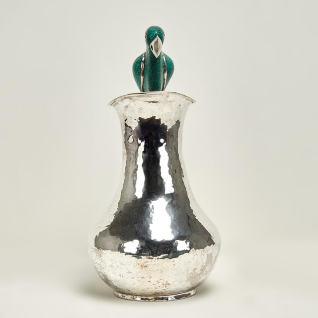 Mid-Century Modern Late 20th Century Large Mid Century Los Castillos Silver on Copper Pitcher With a Parrot Handle For Sale - Image 3 of 12