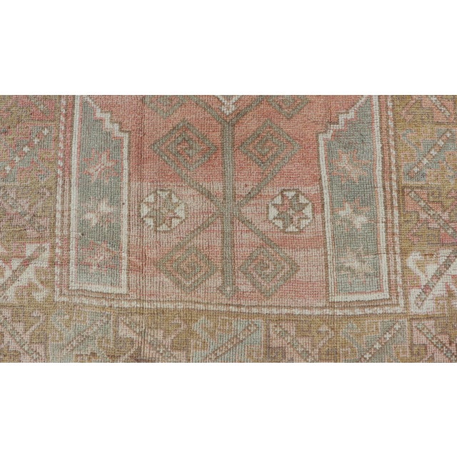 Vintage Turkish Oushak Rug With Faded Rose, Olive Green 4' 2" X 5' 10" For Sale - Image 4 of 9