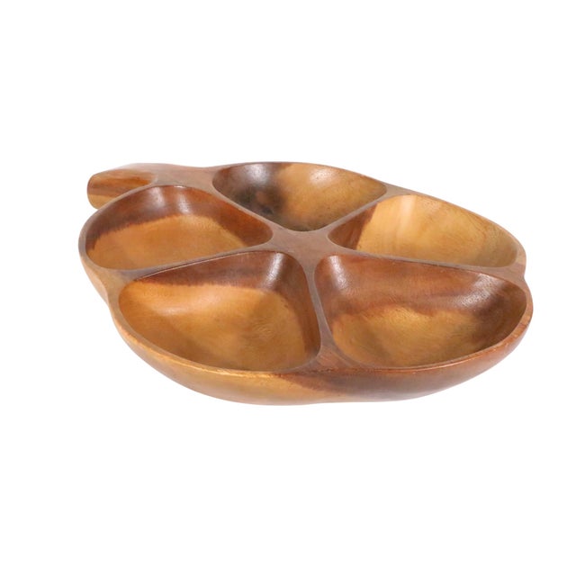Russel Wright Mid 20th Century Hand Carved Wood Serving Bowl Made in the Philipines For Sale - Image 4 of 5