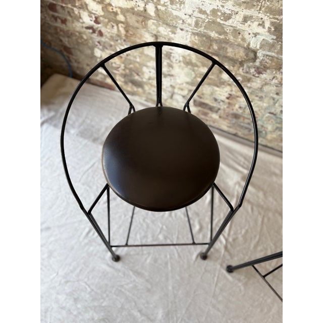 Black 1960s Black Leather/Metal Counter Stools For Sale - Image 8 of 11