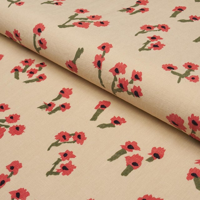 Contemporary SAMPLE - Schumacher X Caroline Z Hurley Rosie Posy Fabric In Red For Sale - Image 3 of 3
