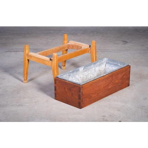 Danish Teak and Beech Planter with Zinc Liner, 1950s For Sale - Image 6 of 9