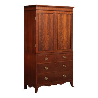 Hepplewhite Style Mahogany Linen Press Armoire For Sale