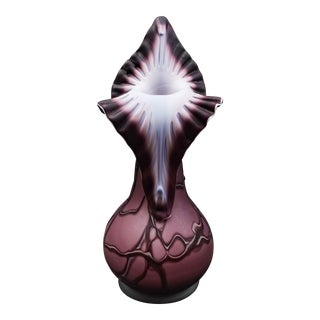 Mid 20th Century Essie Zareh Signed Russian Baijan Jack in the Pulpit Purple Art Glass Vase For Sale