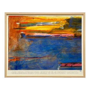 Helen Frankenthaler Vintage 1976 " Celebration '76 " Abstract Expressionist Fine Art Lithograph Print Framed Mid Century Modern Poster
