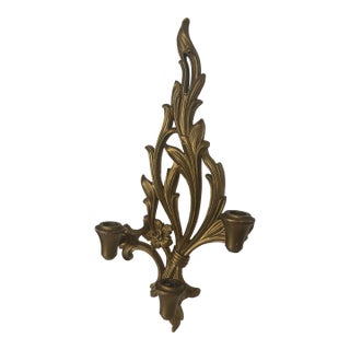 Vintage Hollywood Regency Gold Three-Arm Wall Sconce, Syroco Style For Sale