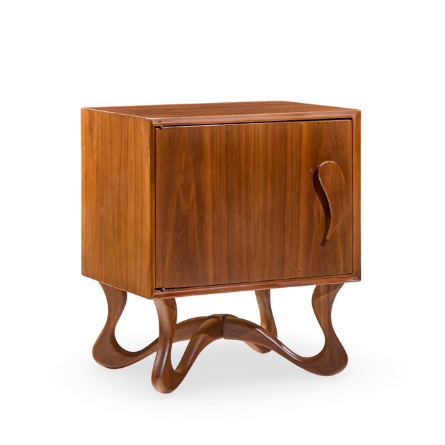Vladimir Kagan Style Mid Century Sculpted Walnut Nightstands - Pair For Sale In Chicago - Image 6 of 11
