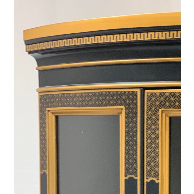 Drexel Black & Gold Chinoiserie Painted Corner Curio Chairish