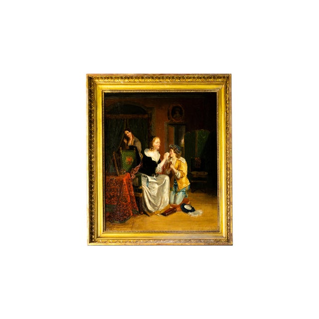 Gold Jean-Augustin Franquelin, Mother and Daughter on Canvas, 1800s, Oil on Canvas, Framed For Sale - Image 8 of 8