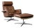 Set of Mid-Century Modern Danish Brown Leather Swivel Chair & Ottoman, 1970s For Sale