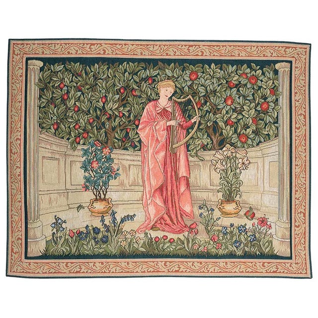 This minstrel figure in this tapestry was originally designed by William Morris around 1890, with background design by his...