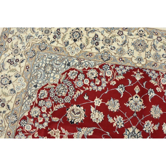 Textile Fine Nain Rug 8′ X 11’3” Red Wool Traditional Hand-Knotted Oriental Carpet For Sale - Image 7 of 15