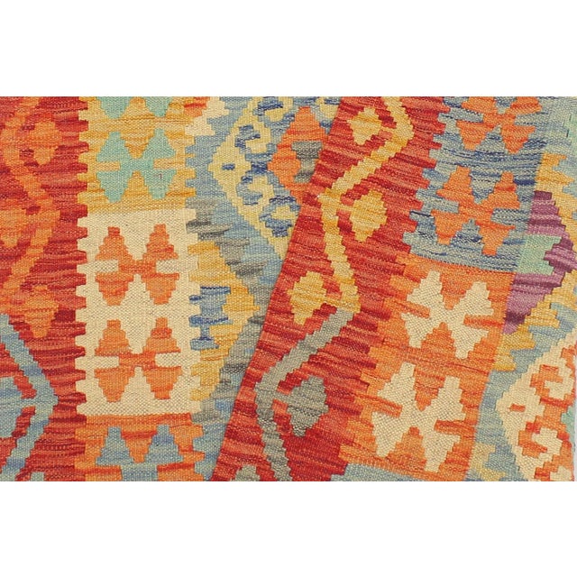 Textile Rustic Kilim Blue Rust Hand Woven Rug - 2'9" X 9'8" For Sale - Image 7 of 7