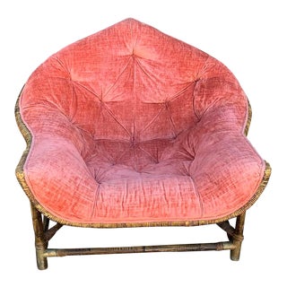 1950s Vintage Upholstered Salmon Tufted Chair For Sale