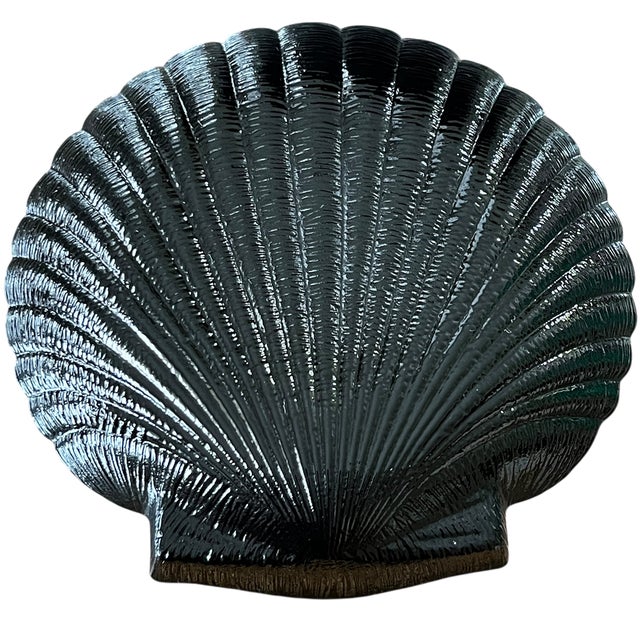 1960s Set of 12 Vintage Arcoroc France "Coquillage" Black Glass Shell Dishes, Circa 1960s For Sale - Image 5 of 13