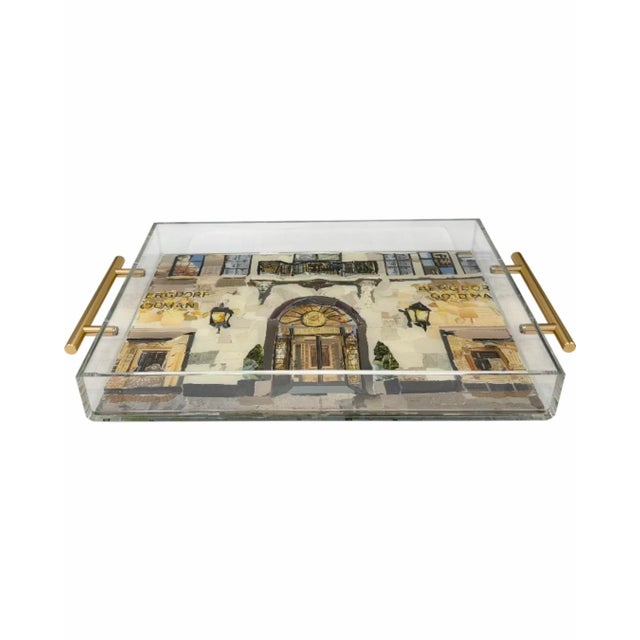 Transparent Handcrafted Bergdorf Goodman Nyc Storefront Lucite Serving Tray New York City For Sale - Image 8 of 11