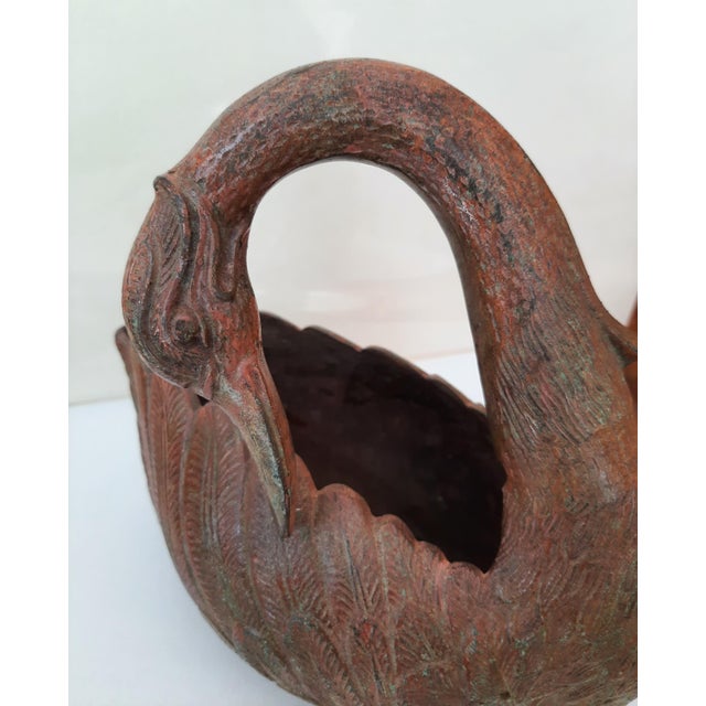 Bronze Vintage Bronzed Metal Swan Planter For Sale - Image 8 of 11