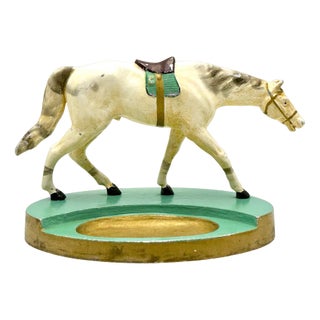 Art Deco Aluminium Desk Tray with Horse Figure, 1930s For Sale