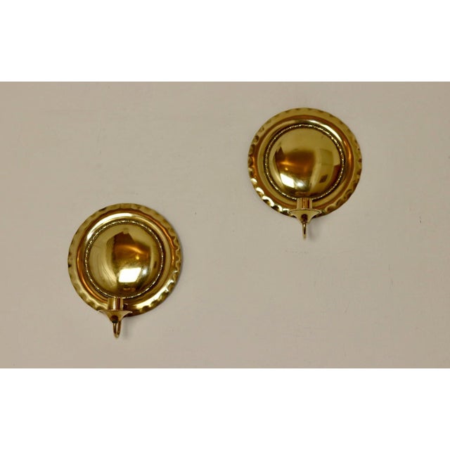 Gold Mid-Century Modern Swedish Brass Sconces, Set of 2 For Sale - Image 8 of 8