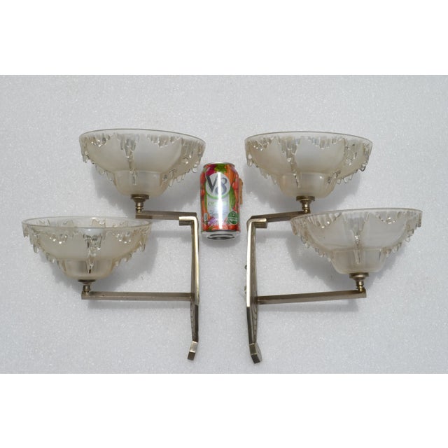 Barovier Blown Murano Glass & Steel Wall Sconces Italy Mid-Century Modern, Pair For Sale - Image 10 of 13