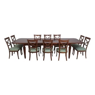 Italian 11 Piece Neoclassical Dining Room Table & Chairs Set For Sale