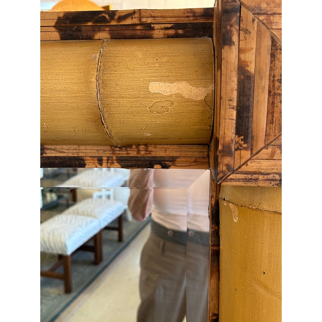 Wood Bamboo Rattan Wall Mirror With Grand Scale For Sale - Image 7 of 10