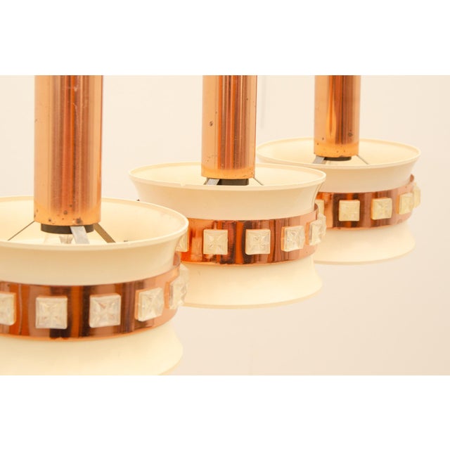 Vintage Hanging Lamp with Three Cut Glass Lampshades from Kamenický Šenov, 1970s For Sale - Image 10 of 17