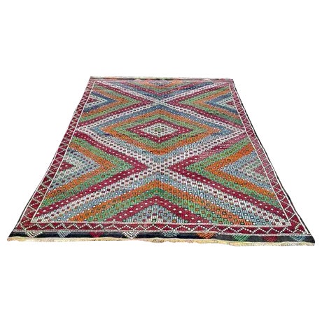 Vintage Handwoven Turkish Kilim Rug X For Sale
