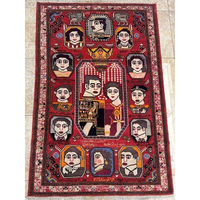 Textile Mid-20th Century Azeri Pictorial Rug | 4’4” X 6’9” For Sale - Image 7 of 7