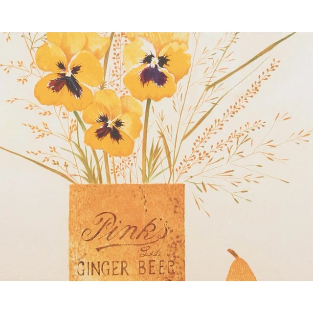 Resting on a checkered table, the flower arrangement and pear in Mary Faulconer's print is filled with life and rendered...