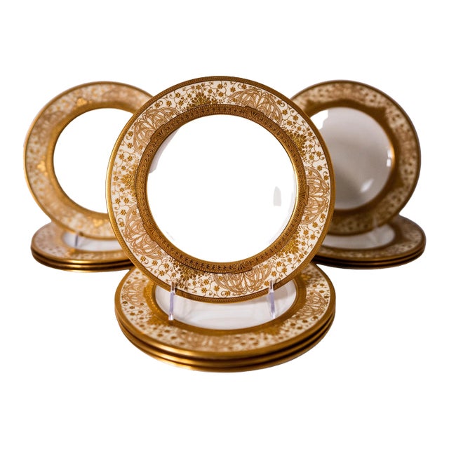 Antique Gilt Encrusted Dessert-Lunch Plates for Marshall Fields Chicago - Set of 12 For Sale