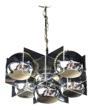 Lucite and Chrome Domes Mid-Century Modern Light Fixture