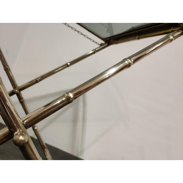 Silver Vintage Faux Bamboo Folding Table, 1950s For Sale - Image 8 of 8