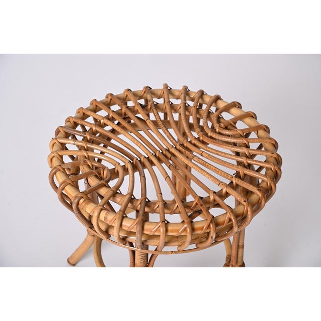 Round Rattan and Bamboo Ottoman or Stool by Franco Albini, Italy, 1960s For Sale - Image 15 of 17