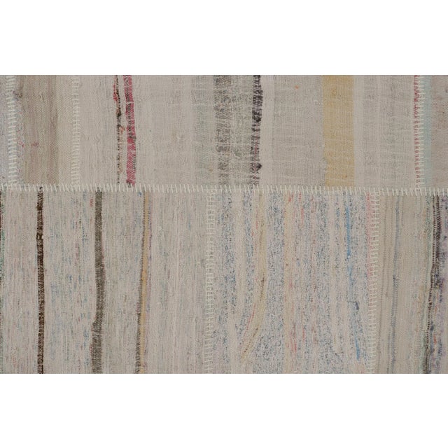 Rug & Kilim’s Patchwork Kilim Circle Rug in Polychromatic Stripes For Sale In New York - Image 6 of 7