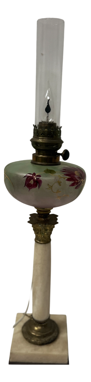 Antique Marble and Bronze Oil Lamp Base, 1800s