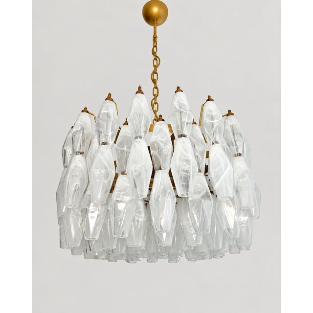 Not Yet Made - Made To Order Alabaster White Murano Glass Pendant Light with Polyhedrons from Justfurnituress SRL For Sale - Image 5 of 10