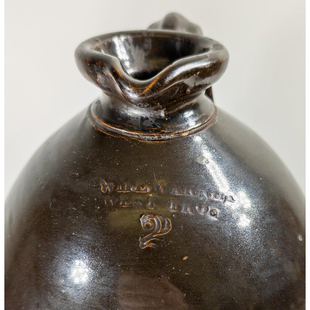 19th Century American Stoneware Albany Slip Glaze Jug, w.m.e. Warner West Troy For Sale - Image 9 of 11