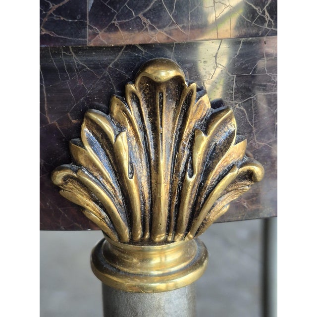 Ethan Allen Silver Leaf & Gilt Accent Table With Geometric Stone Veneer Top For Sale - Image 11 of 12
