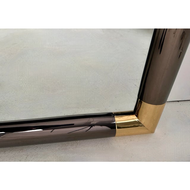 Dark Gray Karl Springer Gunmetal and Gold Mirror, Usa C 1980s For Sale - Image 8 of 9