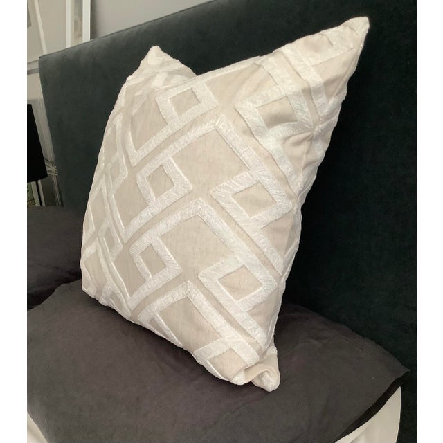 Contemporary Geometric Embroidered Decorative Pillow Euro Sham Cover For Sale - Image 3 of 6