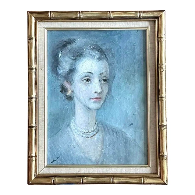 Vintage Original Portrait of Woman on Canvas For Sale