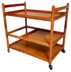 Danish Cherry Wood Bar or Serving Cart by Henning Korch for CFC Silkeborg, 1960s