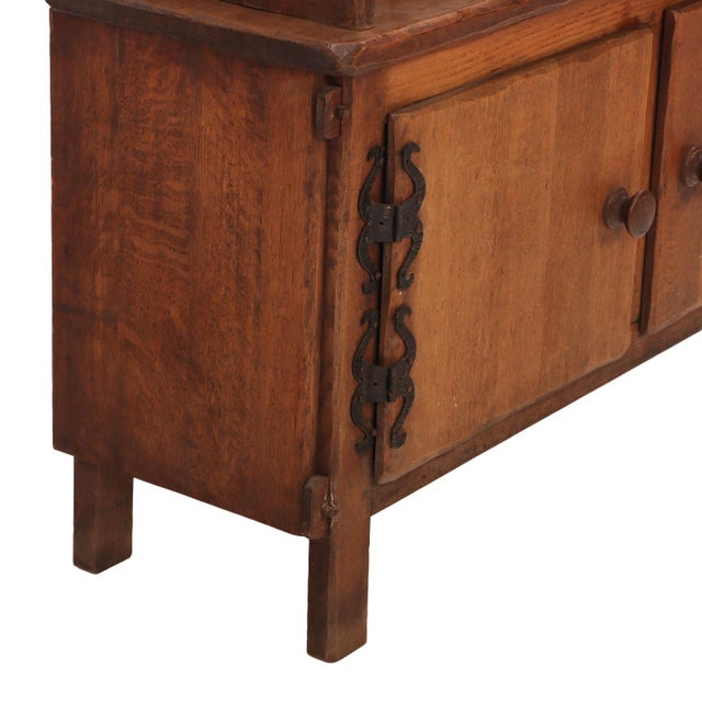 1940s French Brutalist Solid Oak Open Top Cabinet, C. 1940 For Sale - Image 5 of 7