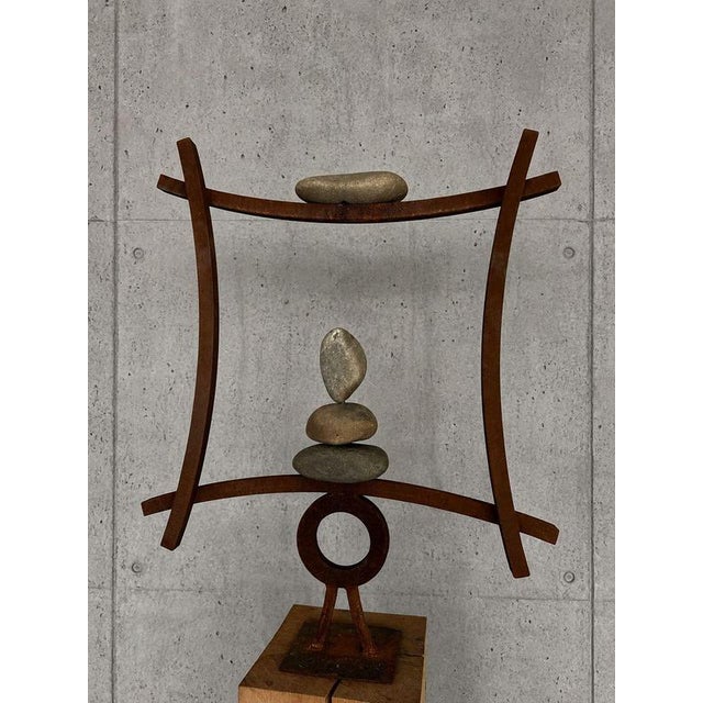 1970s Dutch Equilibrium Sculpture in Stone and Steel, 1970s For Sale - Image 5 of 6