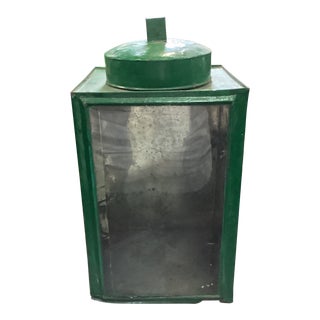 Mid 20th Century Green Biscuit Tin From Indonesia For Sale