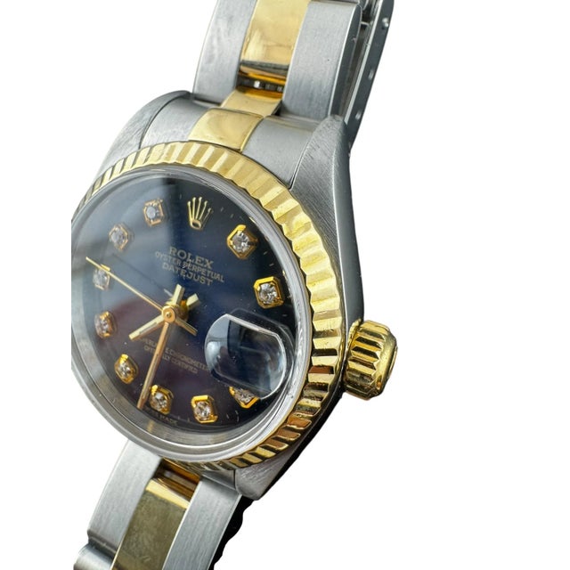 Blue 2002 Rolex Ladies DateJust Two Tone Blue Diamond Dial Watch 79173 For Sale - Image 8 of 18